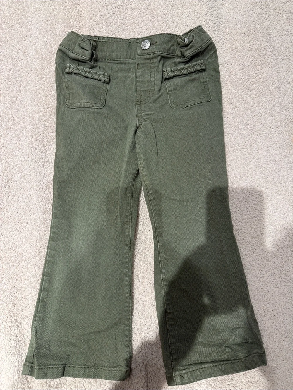 OshKosh B'gosh Olive Green Flared Joggers with Braided Pocket Trim
